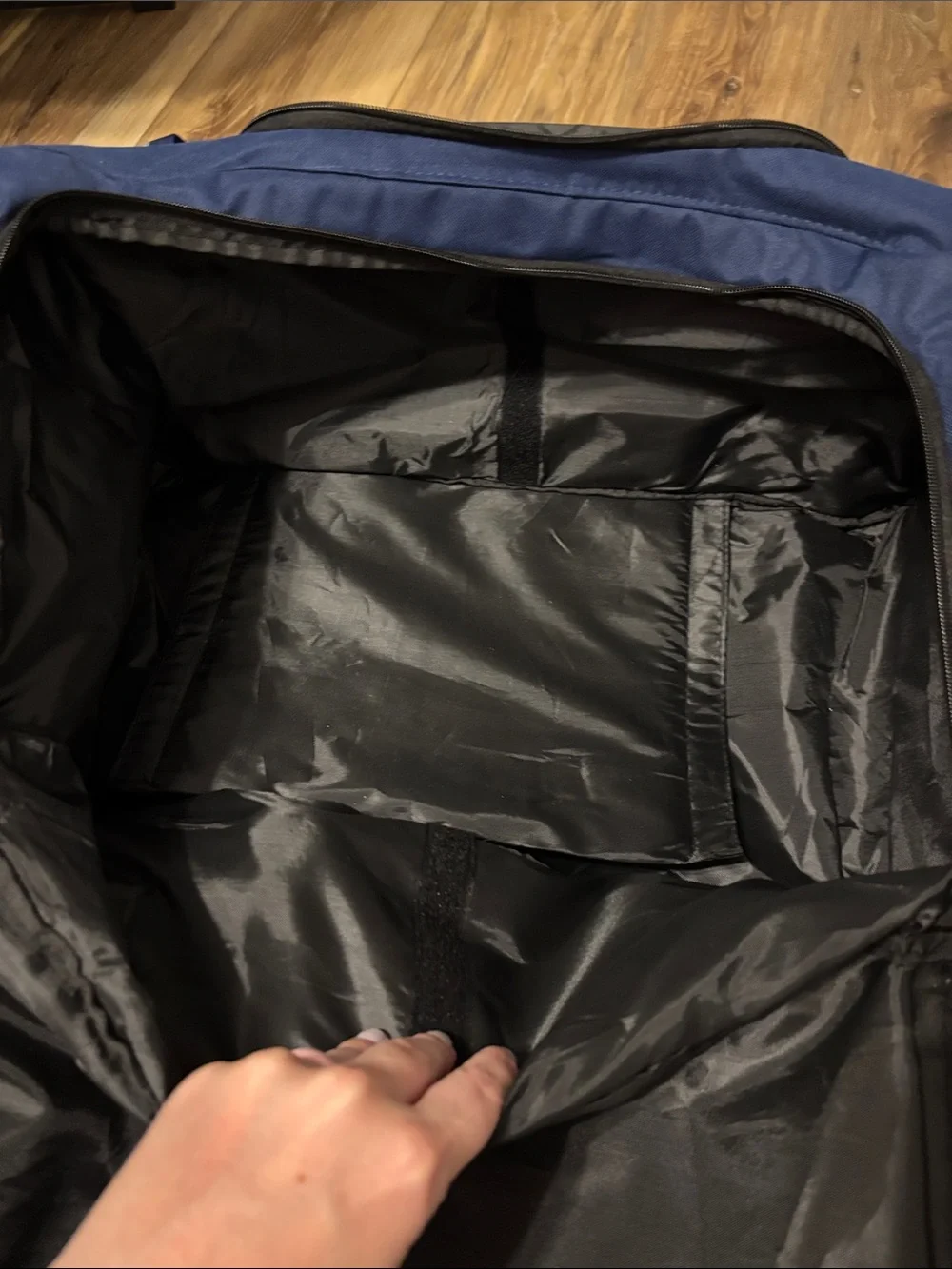 Navy Travel Duffel Bag with Checked Interior (Cooler Insulation)